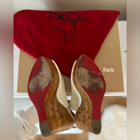 Christian Louboutin White Patent Wedges 37.5 - Picture 5 of 6